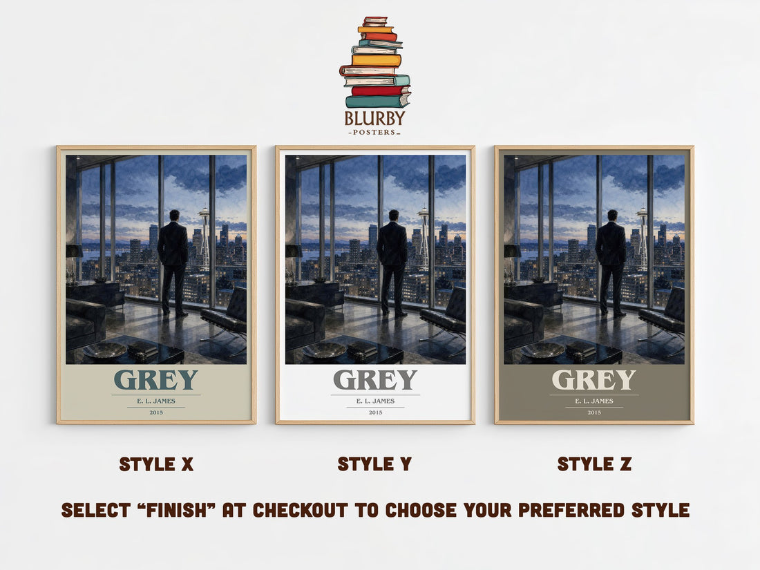 Grey book cover print in frame leaning in hallway – romance wall art (mockup)