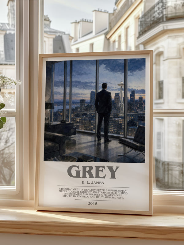 Grey bookish poster colour and style options – E. L. James book art