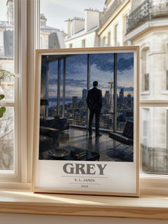 Grey book cover poster colour and style options – E. L. James book art