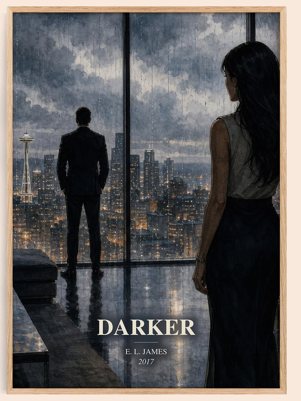 Darker watercolour book poster by E. L. James – framed literary art print