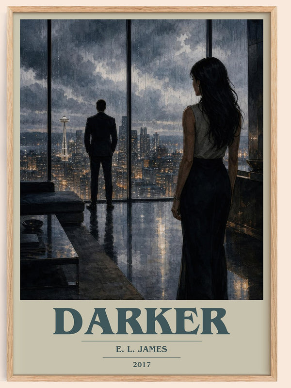Darker book cover book poster by E. L. James – framed literary art print