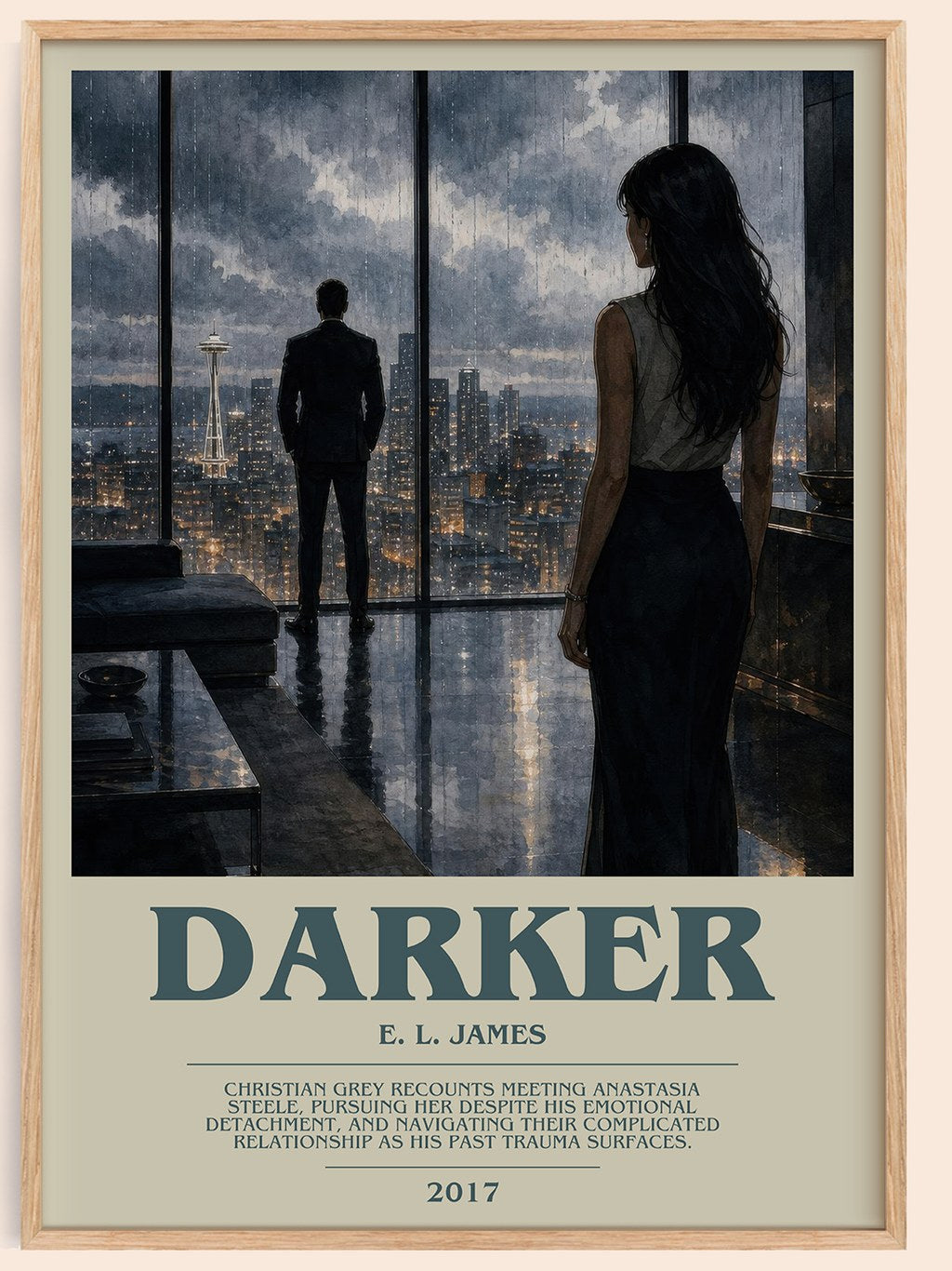 Darker bookish book poster by E. L. James – framed literary art print