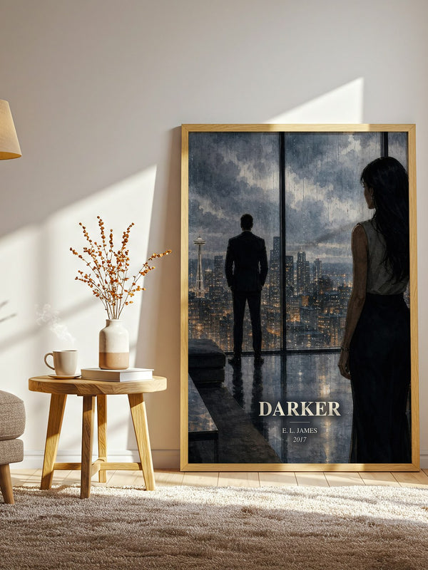 Darker watercolour print in frame leaning in hallway – romance wall art