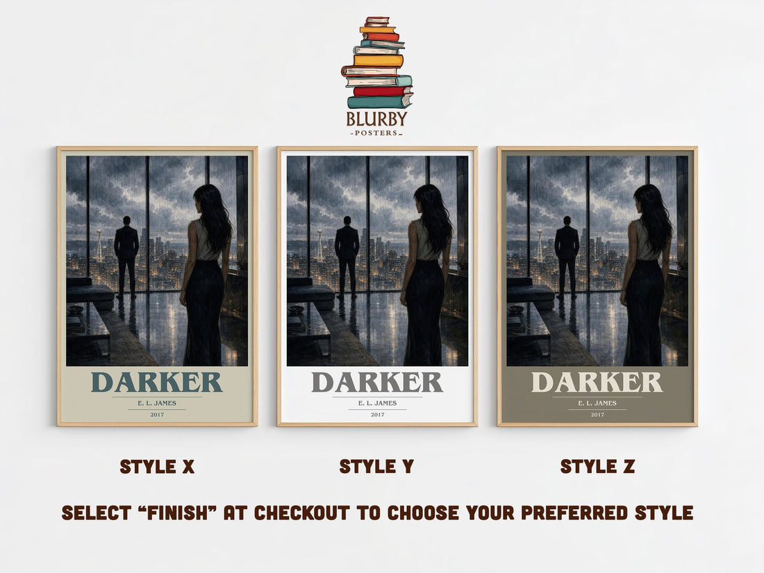 Darker book cover print in frame leaning in hallway – romance wall art (mockup)
