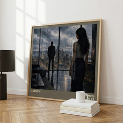 Darker literary print framed by window – literary home decor