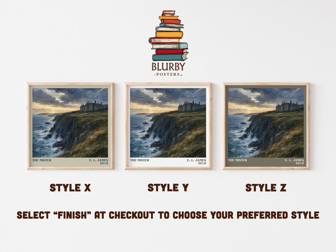 The Mister literary print in frame leaning in hallway – romance wall art (mockup)
