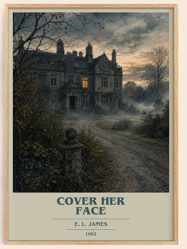 Cover Her Face book cover book poster by E. L. James – framed literary art print