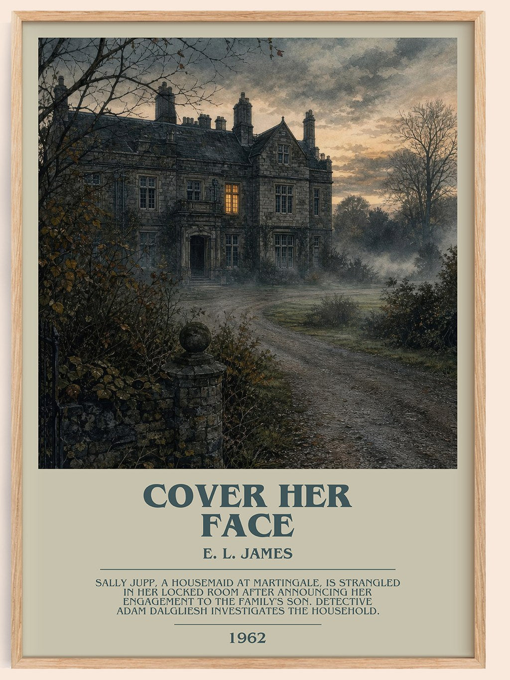 Cover Her Face bookish book poster by E. L. James – framed literary art print