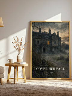 Cover Her Face watercolour print in frame leaning in hallway – mystery wall art