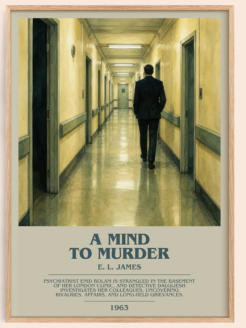 A Mind to Murder bookish book poster by E. L. James – framed literary art print