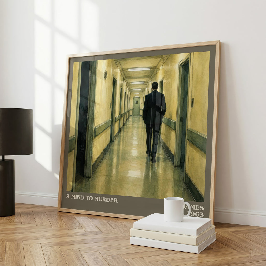 A Mind to Murder literary print framed by window – literary home decor
