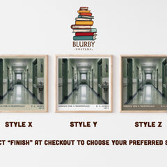 Shroud for a Nightingale literary print in frame leaning in hallway – mystery wall art