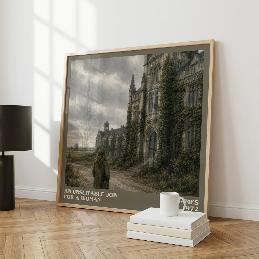 An Unsuitable Job for a Woman literary print framed by window – literary home decor