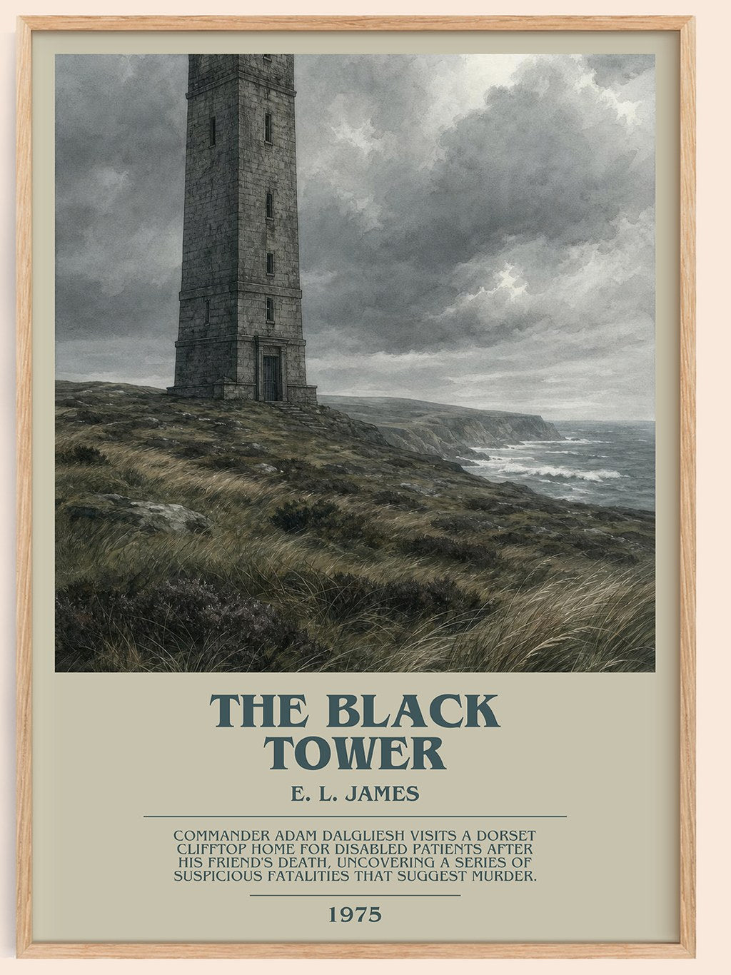 The Black Tower bookish book poster by E. L. James – framed literary art print