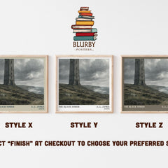 The Black Tower literary print in frame leaning in hallway – mystery wall art