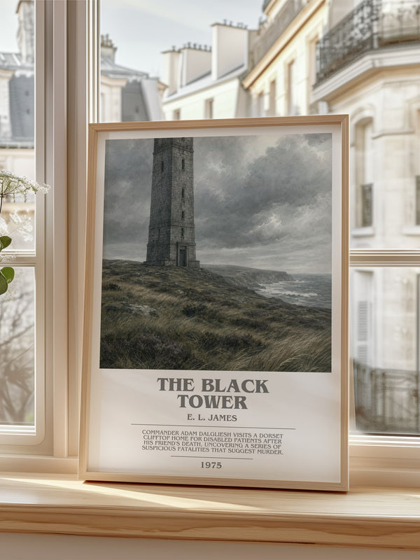 The Black Tower bookish poster colour and style options – E. L. James book art