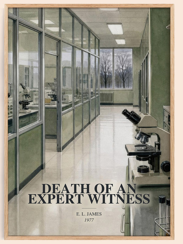 Death of an Expert Witness watercolour book poster by E. L. James – framed literary art print