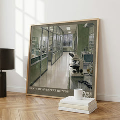 Death of an Expert Witness literary print framed by window – literary home decor