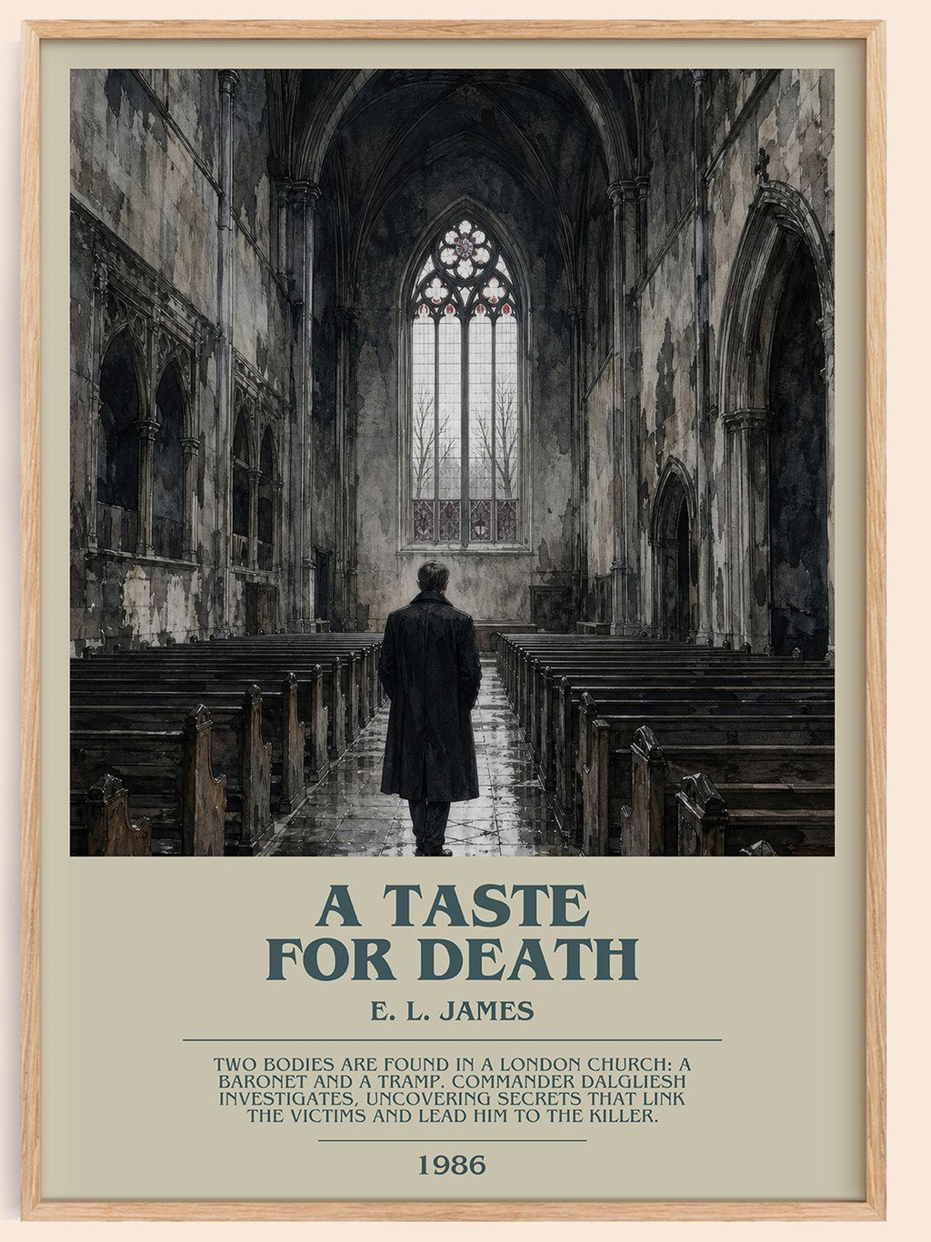 A Taste for Death bookish book poster by E. L. James – framed literary art print