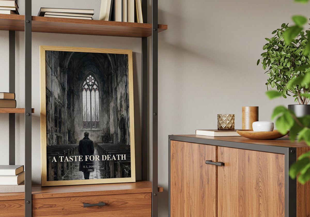 A Taste for Death book watercolour illustration paper finish options – matte satin gloss