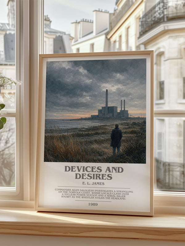 Devices and Desires bookish poster colour and style options – E. L. James book art