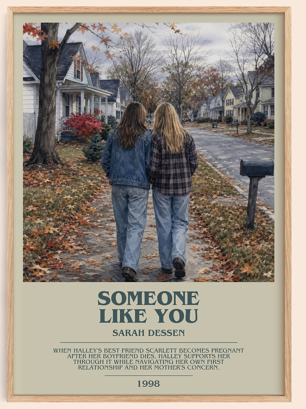 Someone Like You bookish book poster by Sarah Dessen – framed literary art print