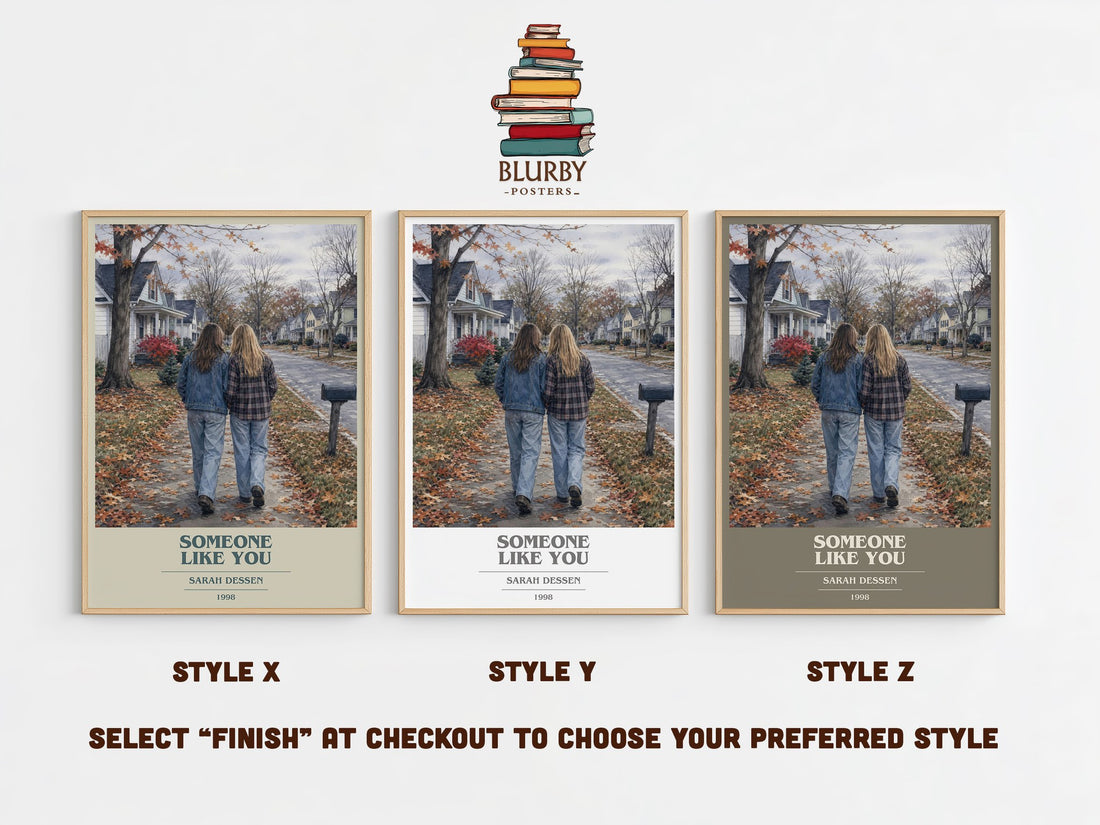 Someone Like You book cover print in frame leaning in hallway – young adult wall art (mockup)