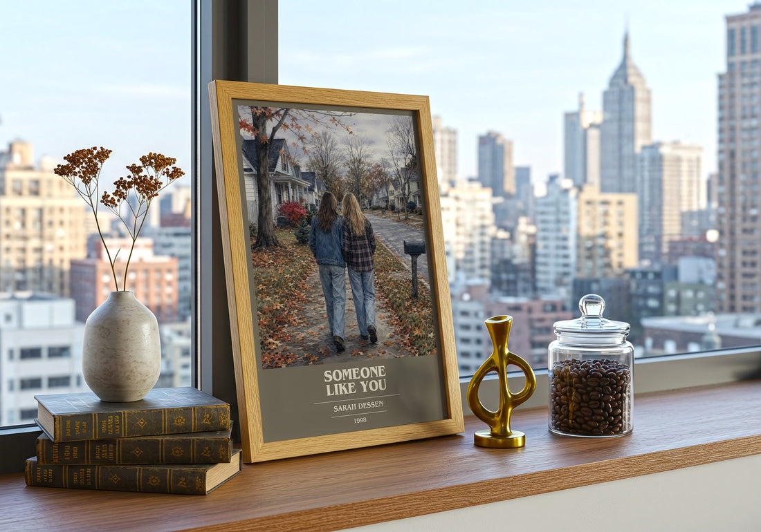 Someone Like You book cover print framed by window – literary home decor