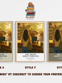 The Truth About Forever book cover print in frame leaning in hallway – young adult wall art