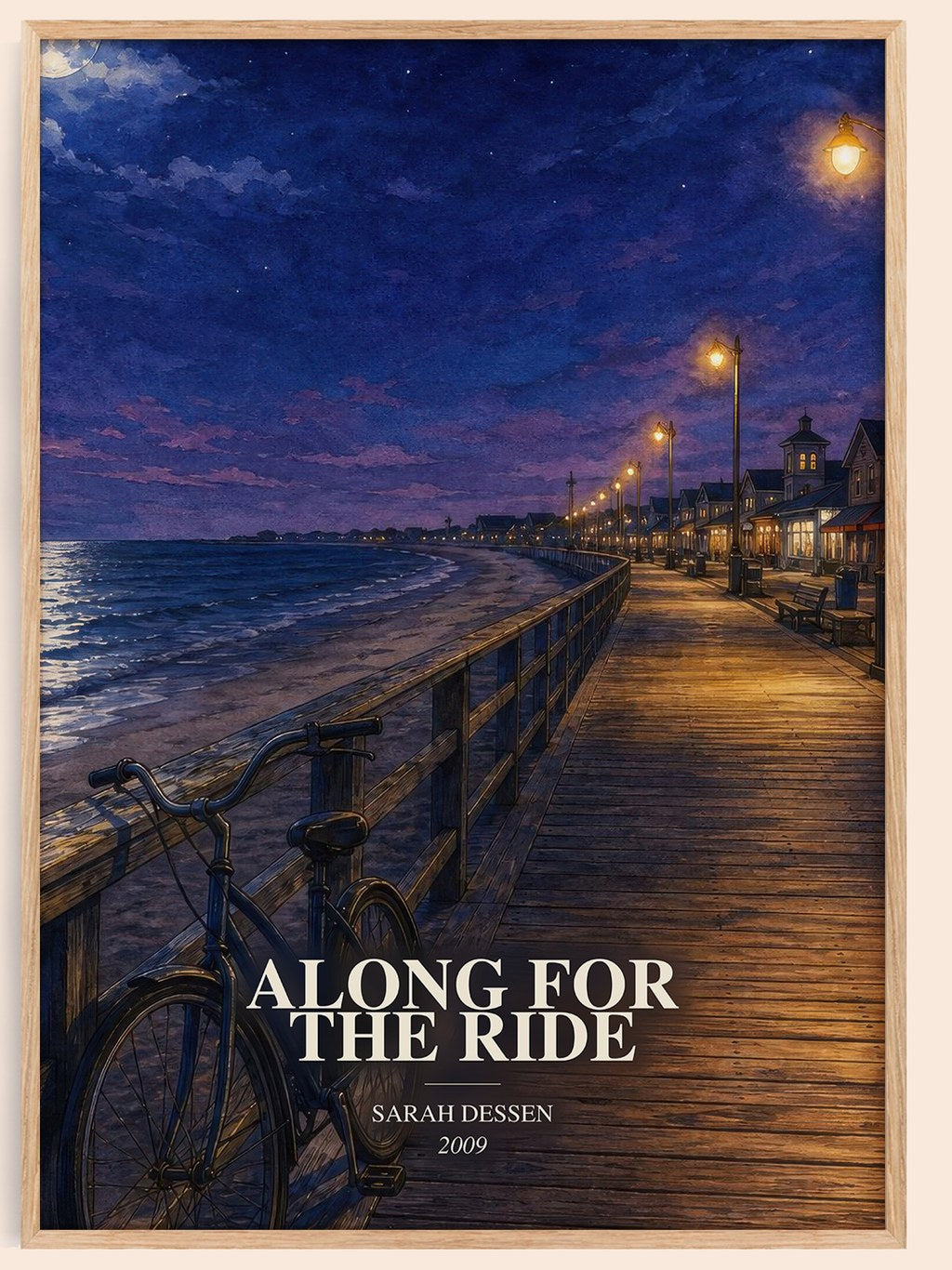 Along for the Ride watercolour book poster by Sarah Dessen – framed literary art print