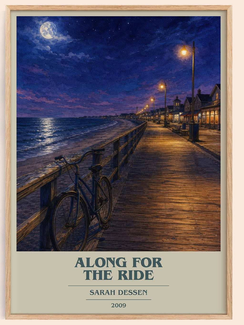 Along for the Ride book cover book poster by Sarah Dessen – framed literary art print