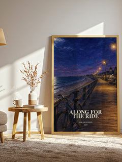 Along for the Ride watercolour print in frame leaning in hallway – young adult wall art
