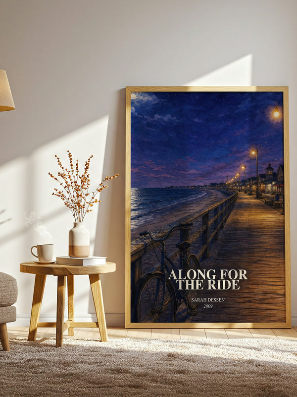 Along for the Ride watercolour print in frame leaning in hallway – young adult wall art