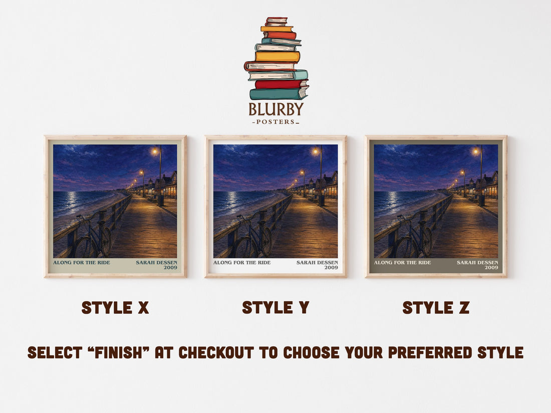 Along for the Ride literary print in frame leaning in hallway – young adult wall art (mockup)