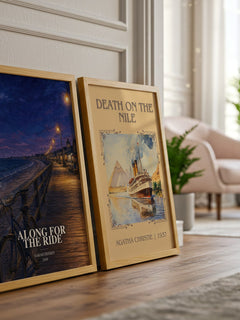 Along for the Ride watercolour print framed by window – literary home decor