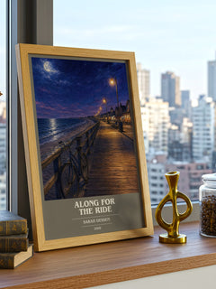 Along for the Ride book cover print framed by window – literary home decor