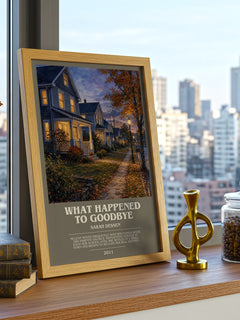 What Happened to Goodbye bookish print framed by window – literary home decor