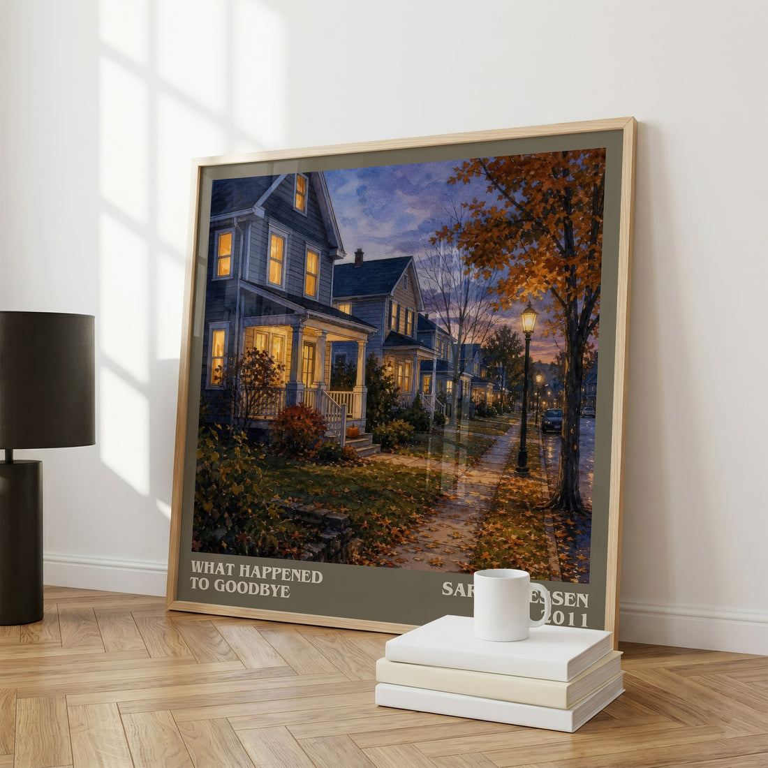 What Happened to Goodbye literary print framed by window – literary home decor