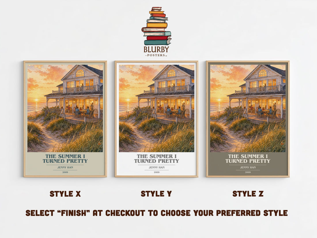The Summer I Turned Pretty book cover print in frame leaning in hallway – young adult wall art (mockup)