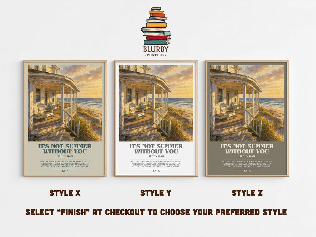 It's Not Summer Without You bookish print in frame leaning in hallway – young adult wall art (mockup)
