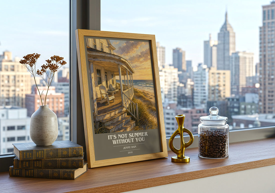 It's Not Summer Without You book cover print framed by window – literary home decor