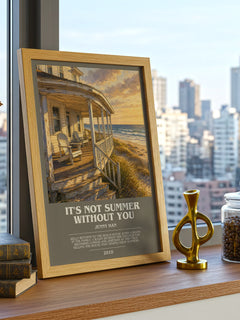 It's Not Summer Without You bookish print framed by window – literary home decor