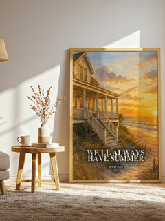 We'll Always Have Summer watercolour print in frame leaning in hallway – young adult wall art
