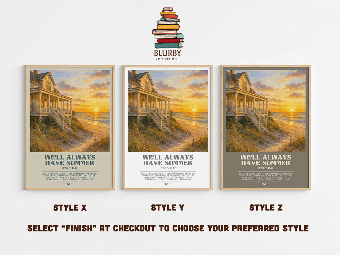 We'll Always Have Summer bookish print in frame leaning in hallway – young adult wall art (mockup)