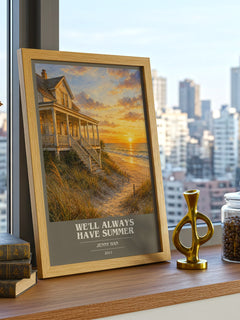 We'll Always Have Summer book cover print framed by window – literary home decor