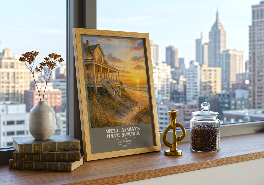 We'll Always Have Summer book cover print framed by window – literary home decor