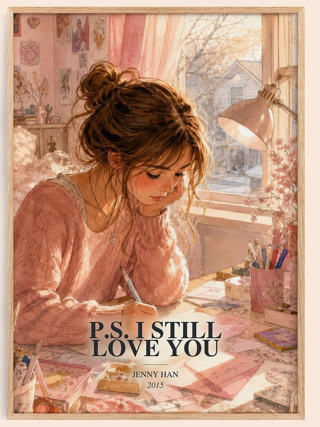 P.S. I Still Love You watercolour book poster by Jenny Han – framed literary art print
