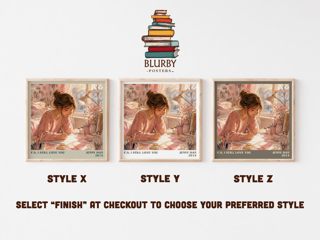 P.S. I Still Love You literary print in frame leaning in hallway – young adult wall art (mockup)