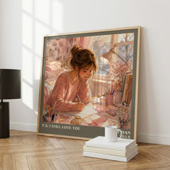 P.S. I Still Love You literary print framed by window – literary home decor