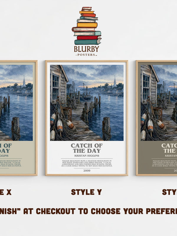 Catch of the Day bookish print in frame leaning in hallway – romance wall art